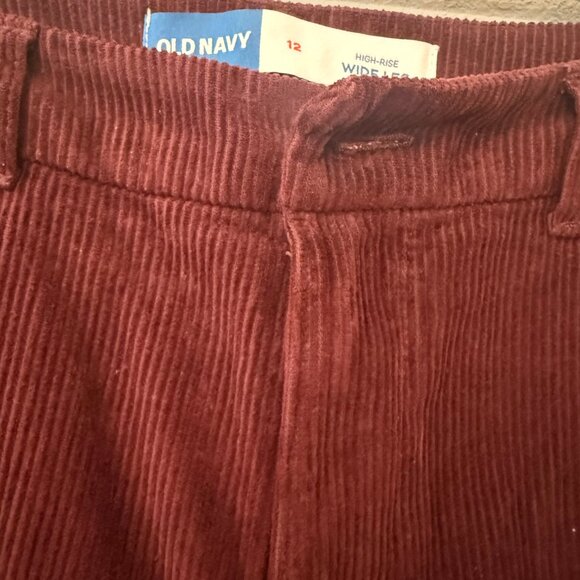 Old Navy Corduroy Wide Leg Pants, Size 12 - Burgundy - Picture 3 of 3